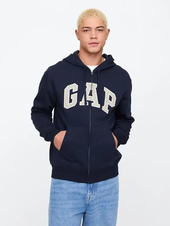 Relaxed Gap Logo Zip Hoodie, Color Tapestry Navy, Men - TikTok Shop