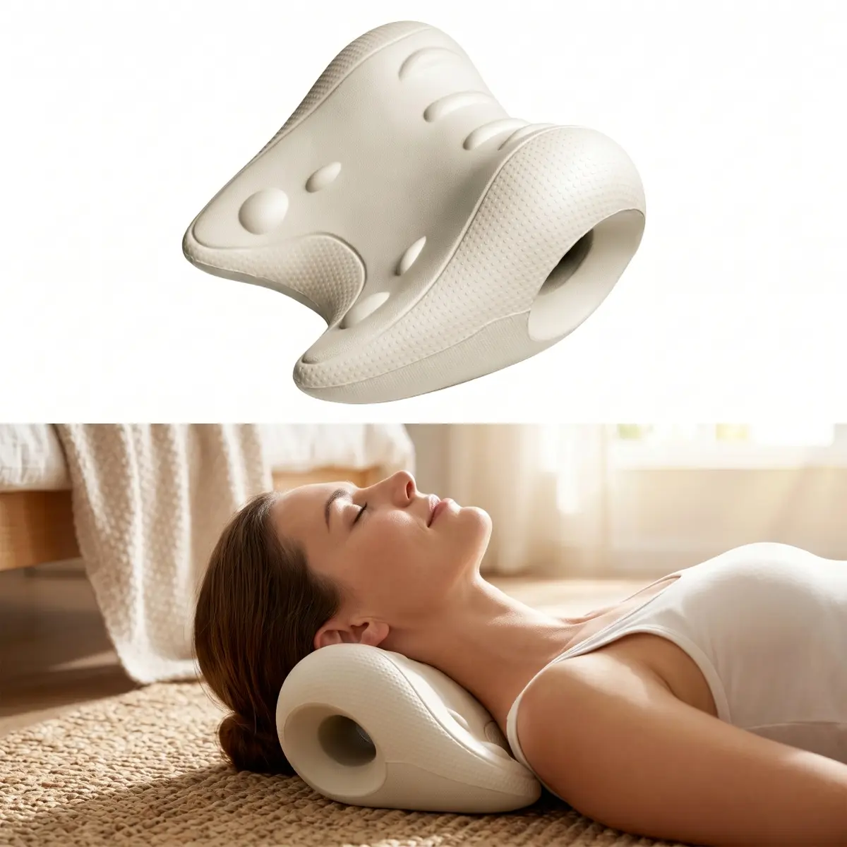 Cervical Spine Traction Massage Pillow, Ergonomic Orthopedic Neck Support Cushion for Neck & Shoulder Pain Relief, Home Cervical Alignment Relax Device for Office, Sleep & Daily Self-Care