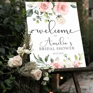 Blush Pink Floral Bridal Shower Sign Custom Bridal Shower Welcome Sign Floral Flower Bridal Shower Decor Floral Bridal Shower Decorations