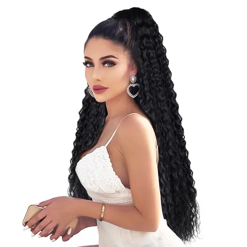 Female 30inch Loose Curly Synthetic Claw Clip-In Ponytail Hair Extension - Clip in Volume, Synthetic Fiber, Time & Money Saver, Photoready, Thinning Hair Solution, Boost Your Confidence, Changeable Hairstyle, Daily-Party Wear