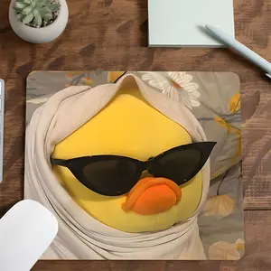 Funny Headscarf Sunglasses Yellow Duck Square Mouse Pad, Funny Desktop Decoration Protection Pad, Rubber Non-Slip Lock Edge Small Size Pad, Gaming Mouse Pads, Non Slip Mousepad, Suitable For Laptop Desktop Games Work, Gift For Family And Friends