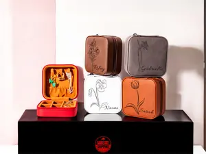 Customized Birth Flower Jewelry Box, Birth Flower Jewelry Case, Personalized Leather Box for Women, Gift for Mom, Leather Jewelry Box, Mother's Day Gifts, Traveler Organizer, Flower Design Jewelry Case, Birthday Gift