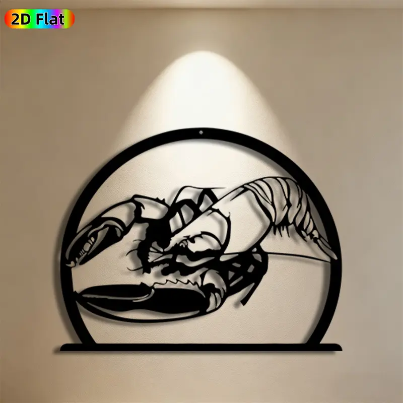 1pc Lobster Metal Wall Art,Lifelike Lobster Statue Mural, Ideal Gift for New Year, Easter, Sea Creature Decor Enthusiasts, Rust-Resistant Metal Wall Decor Wall Sculptures, Perfect for Kitchen Wall & Garden Fence, Unique Home & Outdoor Ornament