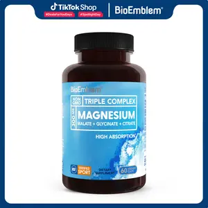 BioEmblem Multi-Ingredient Mineral Dietary Supplement - 300mg Elemental Magnesium - 3-in-1 Citrate, Malate, Glycinate - NSF Certified for Sport - Fitness, Metabolism, Muscle & Nerve Relaxation Support - 60 Capsules