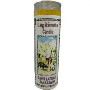 Legitimate Candle - Saint Lazarus San Lazaro - Vela de Cristal with San Lazaro Image - Authentic Product