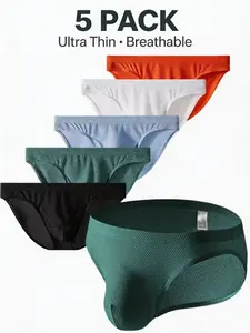 Men's Ice Silk Mesh Triangle Underwear Set, Ultra-Thin Breathable Quick-Dry Athletic Sports Briefs, Sexy U Pouch Design, All Seasons Wear