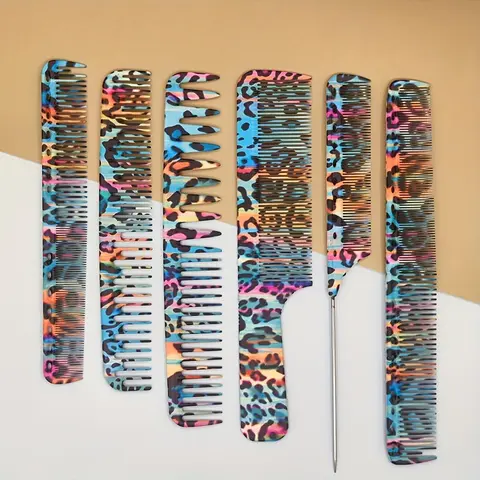 Colorful Hair Comb Set, 6 Counts/set Dry & Wet Hair Comb, Anti-static Hair Styling Comb, Professional Hair Styling Tool for Salon & Barber Shop, Combs for Hair Stylist, Hair Care Tool