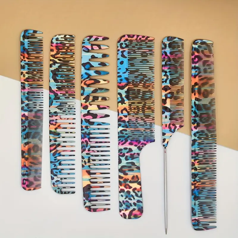 Colorful Hair Comb Set, 6 Counts/set Dry & Wet Hair Comb, Anti-static Hair Styling Comb, Professional Hair Styling Tool for Salon & Barber Shop, Combs for Hair Stylist, Hair Care Tool