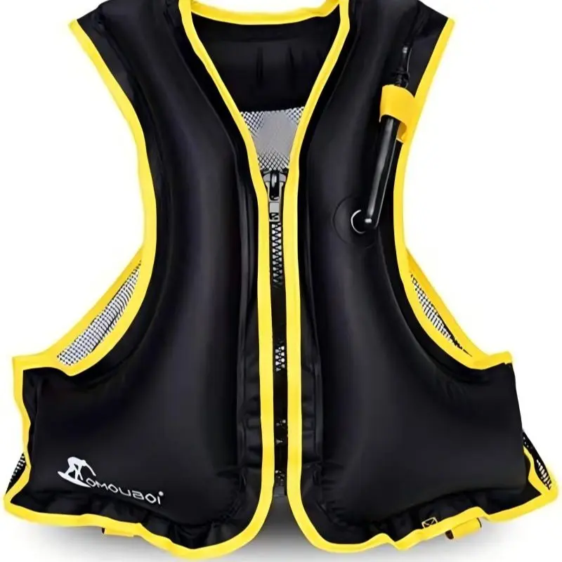 Inflatable Life Jacket for Adults, Durable PVC/nylon Material, Reusable,Inflatable Life Jacket、Portable Buoyancy Vest、OMOUBOI Life Vest、Swim Aid Vest。 Ideal for Swimming, Surfing, Kayaking, Fishing, Water Sports。 Swimming Accessories