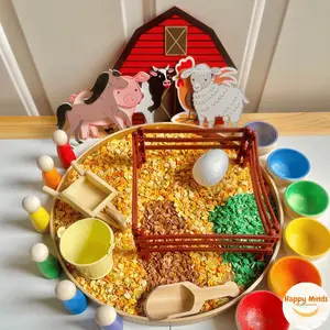 Farm Sensory Bin (4 cups), Wooden Animals