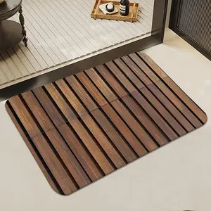 Wooden Plank Pattern Bath Mat, 1 Count Non-slip Bathroom Mat, Rectangle Home Decor Floor Mat for Bathroom, Kitchen, Living Room, Hotel, Bathroom Decorative Mat