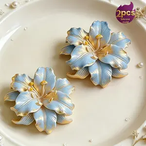 2-Piece Lily Silicone Candle Mold, Handmade Candles, Resin Crafts, Soap, Jewelry Casting, Decorative, Detailed Petal Texture, Elegant Floral Design