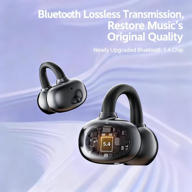 Clip-On Bluetooth Earbuds, Open-Ear Design, Bluetooth 6.0 Hi-Fi Stereo, 40H Playtime, LED Digital Display, Ultra-Light & Comfortable, IP4 Waterproof, for Sports & Running call