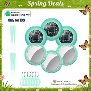 [Spring Deals] Tukio GPS Tracker(iOS Only) for Cars & Pets - Mini Clear Design, Weatherproof Case, Anti-Lost Device, Works with Apple Find My iOS Only, IP67 Waterproof, Replaceable Battery - Smart Key Finder Remote