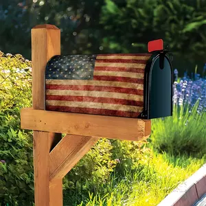 Retro American Flag Pattern Mailbox Cover, 1 Count Magnetic Post Box Cover, Mailbox Cover for Garden Yard Decor, Home Decor Supplies