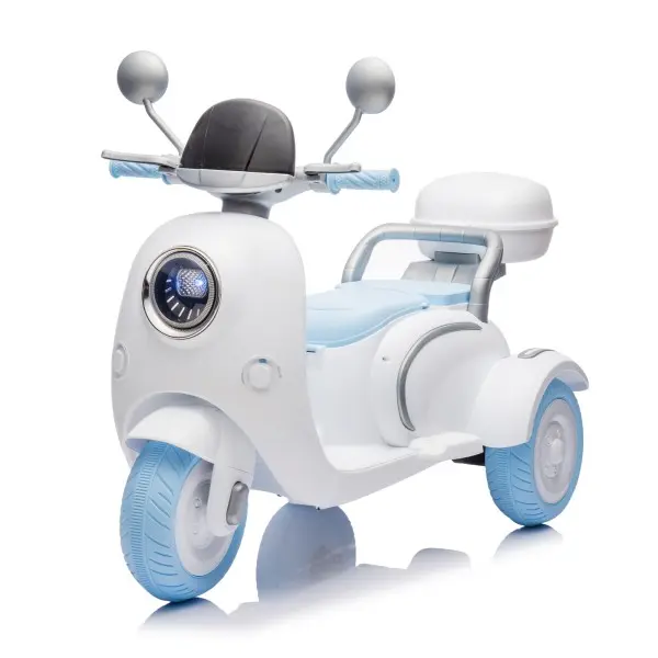 12V 2-Seater Kids 3-Wheel Scooter | Dual Motor | Flip Extra Seat | Bluetooth LED Ride-On Toy Ages 3-6