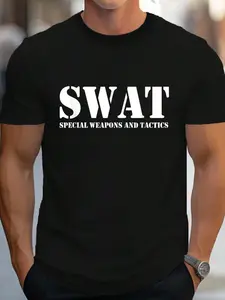 100% Cotton SWAT Team Police SWAT Team T-Shirt Women's Men's Graphic Tee Crew Neck summer vacation Tops