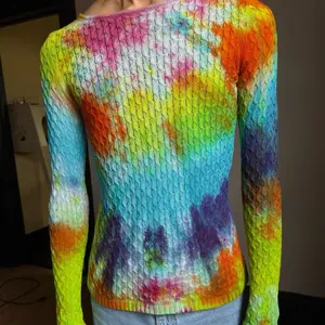 XS-S Cotton Neon Cable Tiedye Sweater Sweatshirt Pullover