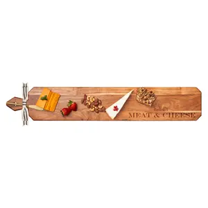 Acacia Heirloom Board Skinny w/ Gold Spreader & Ribbon | Meat & Cheese | 34 x 6"