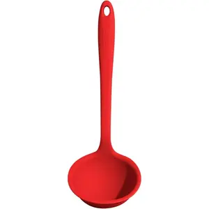 Silicone Pasta Spoon & Ladle - 3/4-Cup Capacity - Red - Heat-Resistant to 425°F - Measurement Markings in Cups & mL - No-Drip Edge - Dishwasher-Ready Kitchen Pot - BPA-Free Utensils
