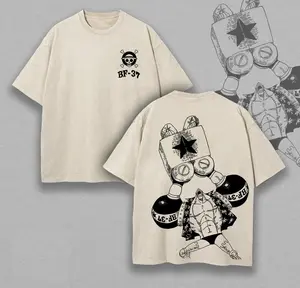 One Piece Franky Anime Double Printed Oversize Lightweight Acid Washed Tee, Vintage Graphic T-shirt, Distressed Anime Tee, Retro 90s Streetwear, Manga Tee, Gift for Anime Fan,  Anime Merch