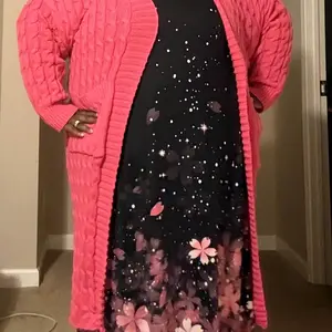 Product Review of Plus Plain Textured Drop Shoulder Cardigan, Casual Long Sleeve Pocket Coat for Women, Women's Plus Clothing for Spring & Fall from S**e S**z w**h D**C