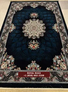 DARK NAVY Luxury 1500 Reeds Kashan Persian Carpet | High Density | Premium Quality Design A72404