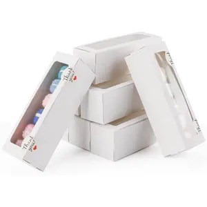 36 Pack Macaron Boxes for 5-7 Macarons Container Packaging Strawberry Candies Sweets Boxes with Sticker for  Giving (White)