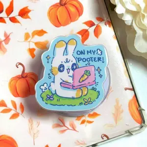Kawaii On My Pooter Bunny MagSafe Phone Grip, Magnetic Cute Rabbit Pop Socket, Funny Kindle Holder Gift
