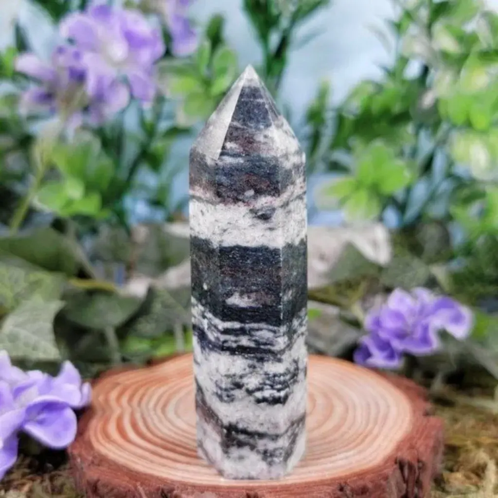 Green Zebra Jasper Crystal Point #12 - Heart Chakra Decoration