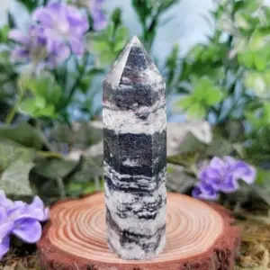 Green Zebra Jasper Crystal Point #12 - Heart Chakra Decoration