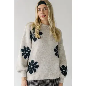 The Thomas Knit Floral Detail Sweater in Cream