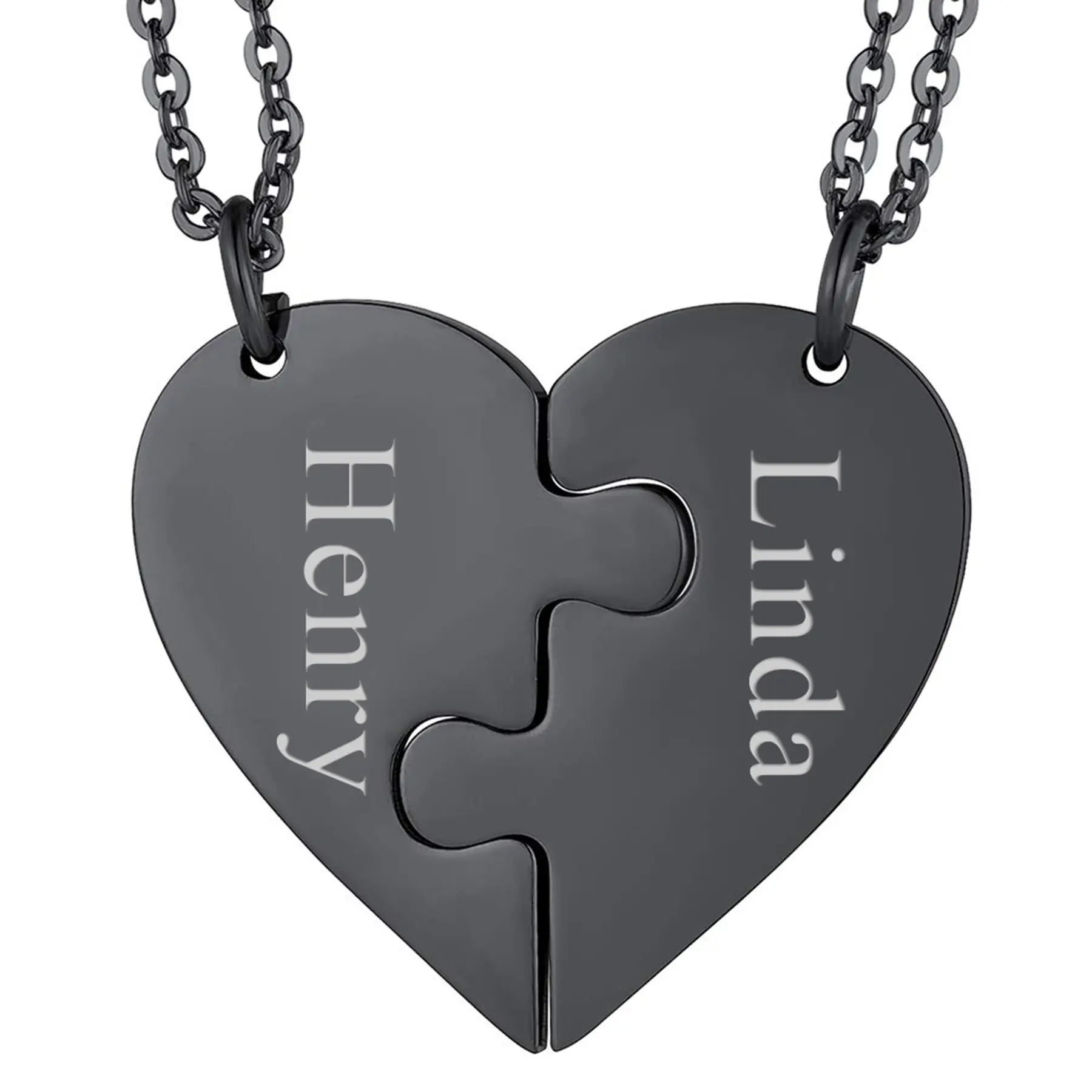 OIDEA Unisex Polished Stainless Steel Heart Charm Necklace Set, 2-6 Person Interlocking Puzzle Pendant Necklaces for Siblings Gifting, 21.65in Long, 0.11in Wide, Glossy, Hypoallergenic, Casual