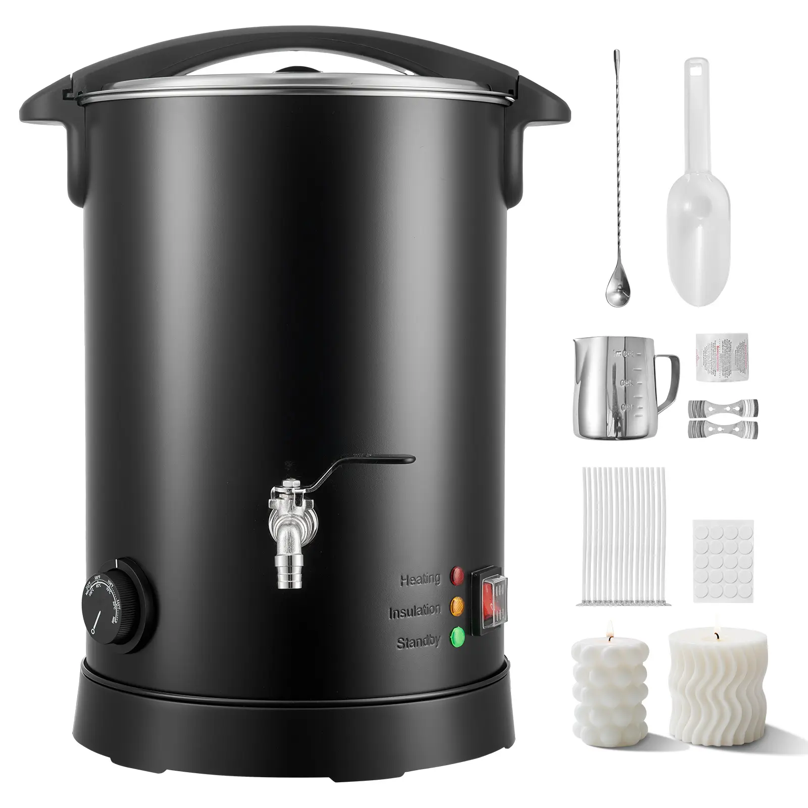 【Summerfinds】VEVOR 10.6 Qts Candle Making Wax Melter, 2.2 lbs Capacity, Fast & Even Heating, Easy-Pour Spout, Temperature Control, Non-Stick Hourglass Base for Smooth Flow, for DIY Body Care, Cosmetic, Beauty Smoothing Projects