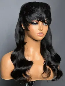 Mullet Wigs Body Wave Pixie Cut Short Wig with Bangs, Synthetic Hair Wig, Synthetic Wavy Wig, Synthetic Heat Resistant Wig for Women, 80s Rocker Party, All Seasons