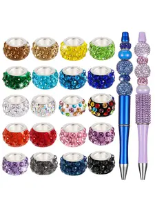 Mixed Color Rhinestone Beads, Large Hole Beads with Beading Needles, DIY Jewelry Making Supplies for Bracelet Necklace Earrings Keychain