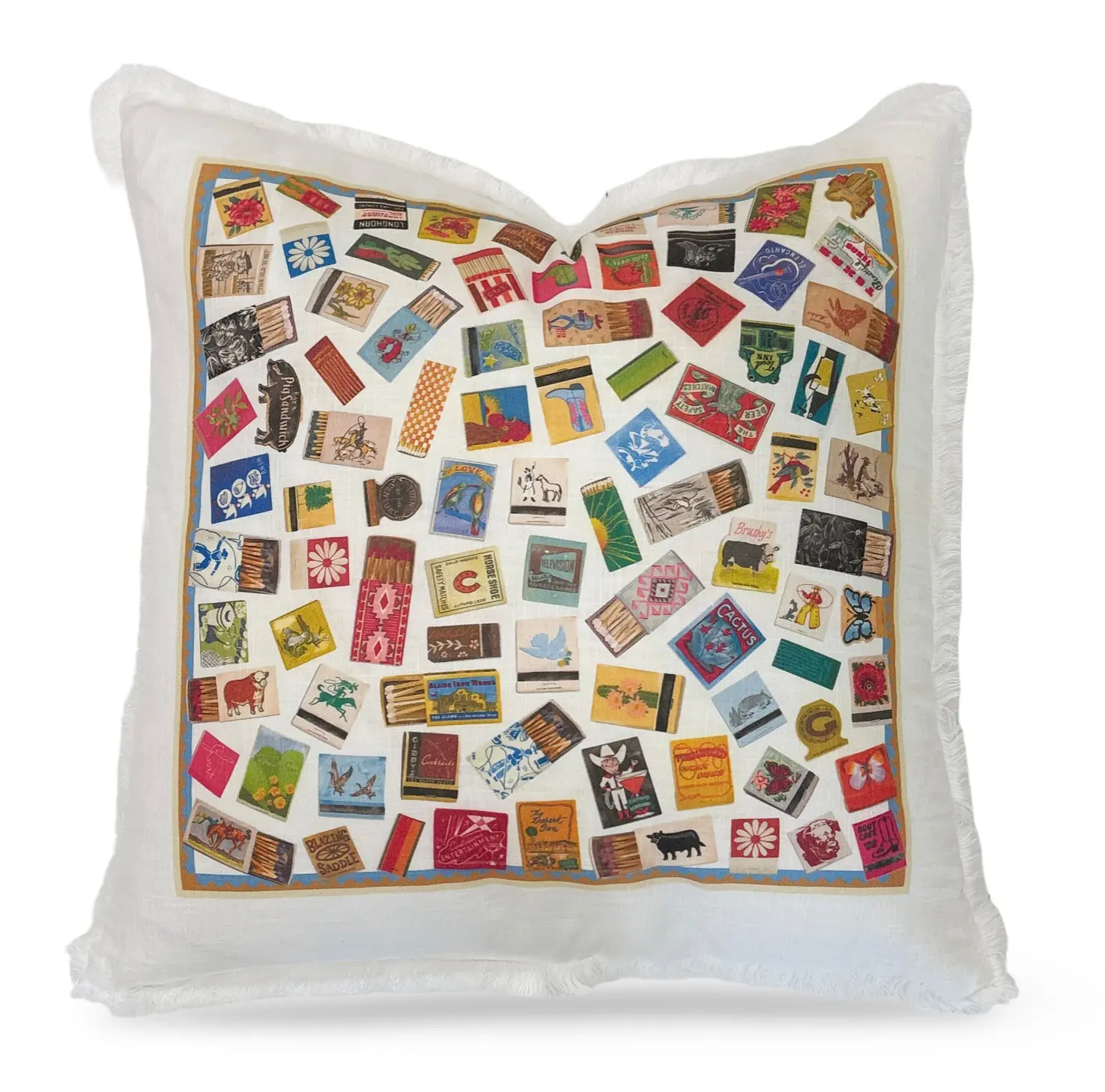 Matchbooks XOXO Linen Cotton 22x22 Square Pillow