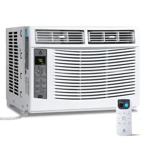 White 6000BTU  Smart Window Air Conditioner  Cools up to 250 sq  ft   with Remote No WiFi Control  Energy Efficient  Quiet  Dehumidifies  Cools Only  White  for Offices and Bedrooms