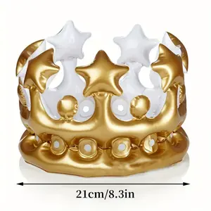 1pc Inflatable Crown Hat - Event & Party Supplies Hats for Birthday, Celebration, Photo Booth, Holiday Fun, Creative, Dress-Up Headwear, Festival Decor Supplies, Small Gift Idea