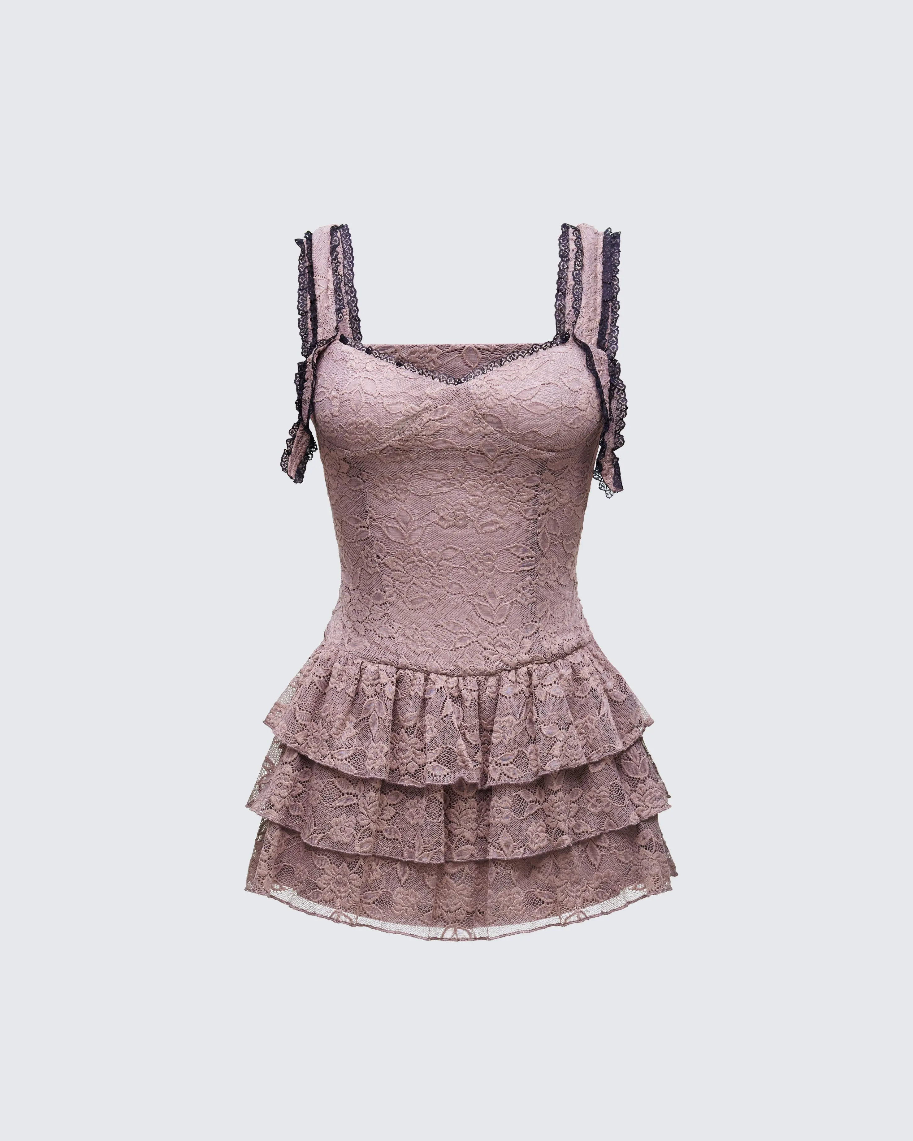 Women's Formal Jayella Tan Floral Lace Sleeveless Mini Corset Top with Tiered Skirt, Spandex Fabric, Adjustable Straps, Ruffle