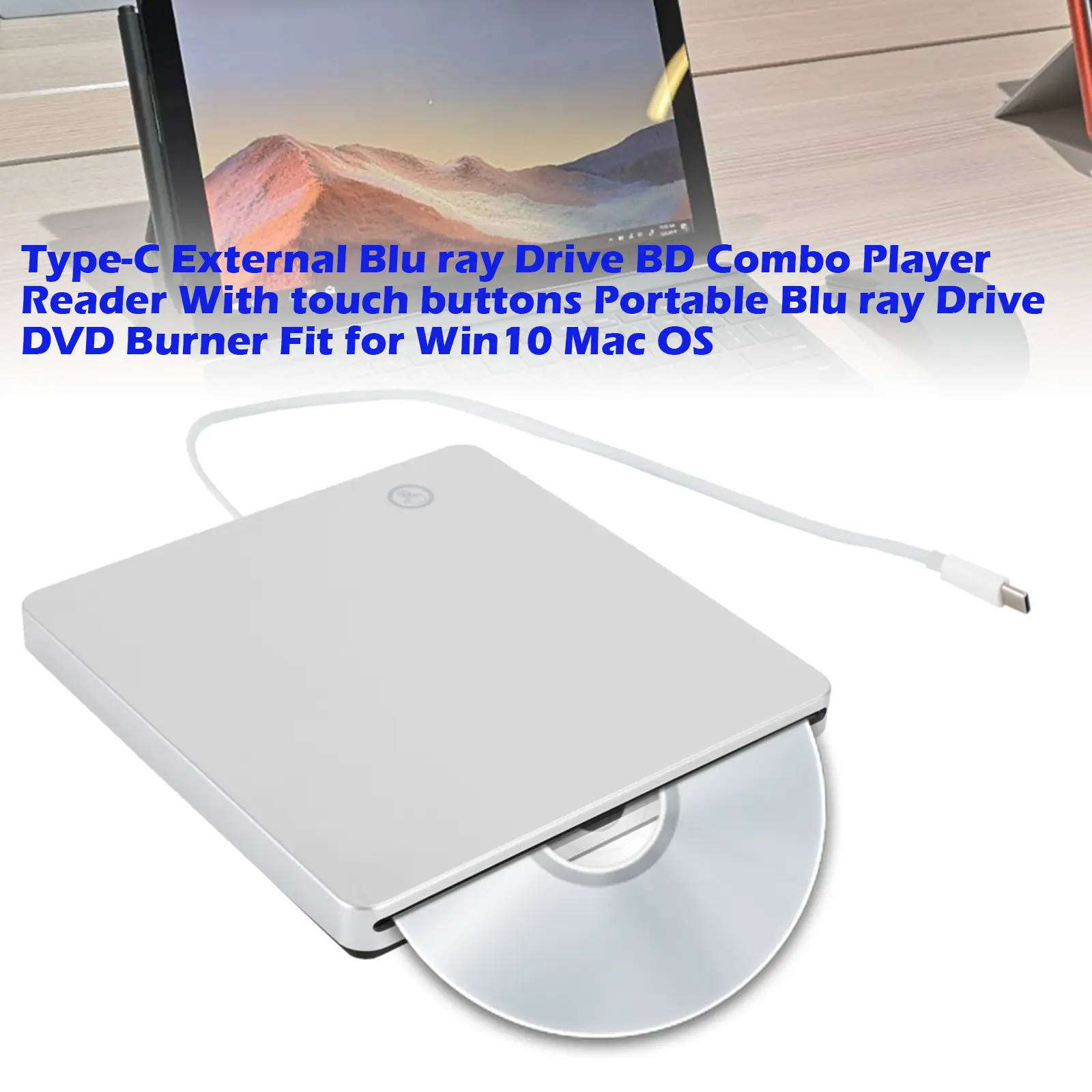 Type-C External Drive BD DVD  Combo Player Reader With Touch Buttons