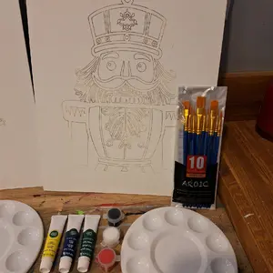 Nutcracker Paint Kit - Redrawn Canvas, 10 Brushes, 6 Acrylic Paint Colors, Painter's Palette