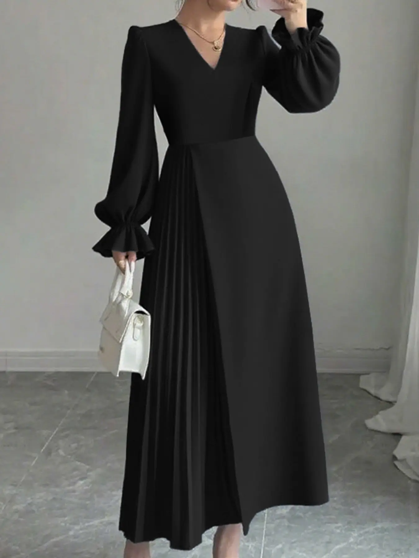 elegant black dress for funeral with sleeves Hobemty Women's Brooch 3/4 Sleeve Boat Neck Fishtails Midi Dress Small : Clothing, Shoes & Jewelry empire waist with a belt Finelylove Women's Solid V-Neck Versatile