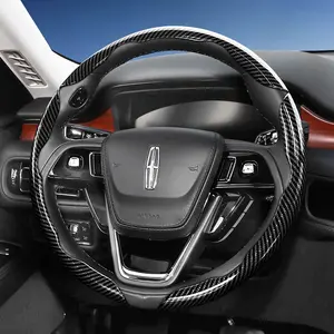 For LINCOLN Segmented Carbon Fiber Steering Wheel Cover Sporty Style Non-Slip Comfortable Grip 2-Piece/3-Piece Set Options Quick-Install Design All-Season Compatibility For Nautilus/Corsair/Aviator/Navigator Black Blue Silver Red White, Car Accessories