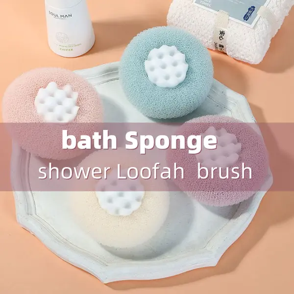 2 Counts Bath Sponge Body Brush,Exfoliating Body Scrubber Mesh Balls,Bath Loofah Sponge Brush to Scrub The Body and Enjoy Shower-Random Colors sponge baby natural sponge