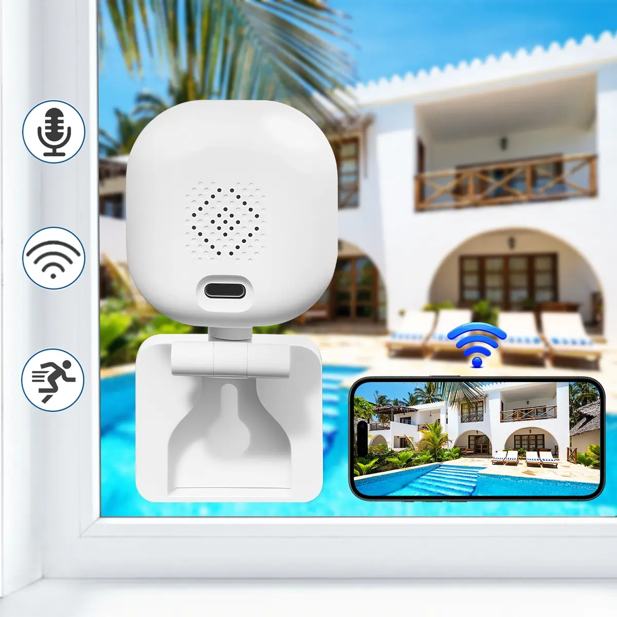 3-PACK Smart Home Security Cameras, 2.4G Wi-Fi, 2.4G Wi-Fi Window/Wall Mount, Indoor/Outdoor Use, Infrared Night Vision, Motion Detection, 2-Way Audio, Phone APP Control, 24/7 Recording, Micro SD Memory Card Compatible, Easy Quick Installation