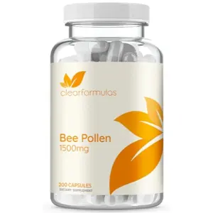 Clear Formulas Bee Pollen 1500mg 200 Veggie Caps (Vegetarian, Non-GMO & Gluten Free)