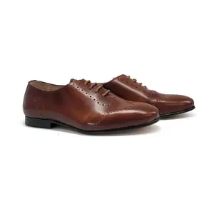 Brown Hi Shine Brushed Leather Lace Oxford
