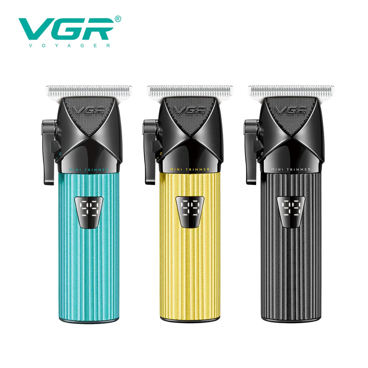 VGR037 Mini Cordless Hair Trimmer for Hair Carving & Detailing – Rechargeable, Metal Body, Stainless Steel Blades, LED Battery Display, 4 Guide Combs (1/2/3/6mm), 80-Min Runtime