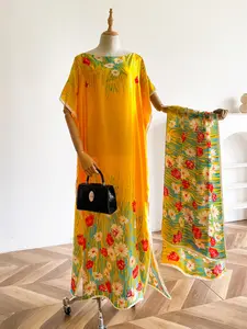 Elegant Floral Print Silk Shawl Set for Women, All-Season Woven Fabric Accessory, Perfect for Casual & Formal Occasions, Casual Soft Shawl, Boho Style Scarf